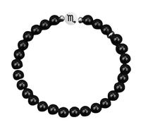 LIUYUYOUGO Bracelet Pierre Bracelet En Pierres Précieuses Du Zodiaque Pour Femme 6 Mm En Obsidienne Noire Naturelle 12 Constellations Signe Astrologique Horoscope Bijoux D'Amitié Cadeaux Scorpion