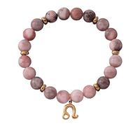 LIUYUYOUGO Bracelet Pierre Bracelets Du Zodiaque Pour Femmes Et Hommes Breloques 12 Constellations Zèbre Rose Pierres Naturelles Cristaux Perles Élastiques Horoscope Bijoux Inspirants Cadeaux Lion