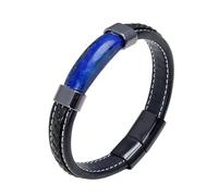 LIUYUYOUGO Bracelet Pierre Bracelets En Cuir Pour Hommes De 23 Cm Extra Larges Rectangulaires Tendance En Pierres Naturelles Protection Cristaux Énergie Pierres Précieuses Breloque Bijoux Cadeau P