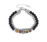 LIUYUYOUGO Bracelet Pierre Naturelle Bracelet De Perles Avec Signes Du Zodiaque Pour Femmes Et Hommes En Pierre Naturelle Œil De Tigre Breloques Antiques Chaîne Double Couche Punk 12 Constellation