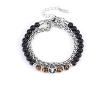 LIUYUYOUGO Bracelet Pierre Naturelle Bracelet De Perles Avec Signes Du Zodiaque Pour Femmes Et Hommes En Pierre Naturelle Œil De Tigre Breloques Antiques Chaîne Double Couche Punk 12 Constellation
