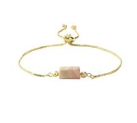 LIUYUYOUGO Bracelet Pierre Naturelle Bracelet En Cristal Pour Femme Délicat Plaqué Or 18 Carats Pierres Naturelles Taille Baguette Breloque Chaîne Réglable Style Bohème Yoga Pierres Précieuses