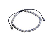 LIUYUYOUGO Bracelet Pierre Naturelle Bracelet En Pierres Naturelles Pour Femme Perles Plates De 4 Mm Style Bohème Ajustable Tressé À La Main Bijoux Ethniques Vintage Pierres Précieuses Sodalite