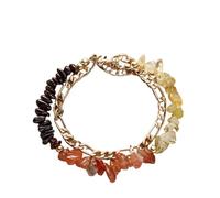 LIUYUYOUGO Bracelet Pierre Naturelle Bracelet En Pierres Précieuses Pour Femme Signe Du Zodiaque Cristaux Irréguliers Pierres Naturelles Chaîne Gourmette Double Couche 12 Constellations Bijoux Ch