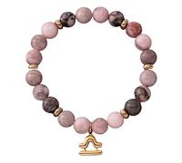 LIUYUYOUGO Bracelet Pierre Naturelle Bracelets Du Zodiaque Pour Femmes Et Hommes Breloques 12 Constellations Zèbre Rose Pierres Naturelles Cristaux Perles Élastiques Horoscope Bijoux Inspirants Ca