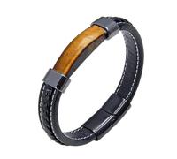 LIUYUYOUGO Bracelet Pierre Naturelle Bracelets En Cuir Pour Hommes De 23 Cm Extra Larges Rectangulaires Tendance En Pierres Naturelles Protection Cristaux Énergie Pierres Précieuses Breloque Bijou