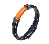 LIUYUYOUGO Bracelet Pierre Naturelle Bracelets En Cuir Pour Hommes De 23 Cm Extra Larges Rectangulaires Tendance En Pierres Naturelles Protection Cristaux Énergie Pierres Précieuses Breloque Bijou