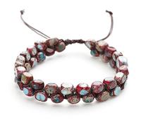 LIUYUYOUGO Bracelet Pierre Naturelle Bracelets Tressés En Perles De Pierre Naturelle Faits À La Main Style Bohème Coloré En Cristal De Pierres Précieuses Style Empereur Vintage Double Couche Ma