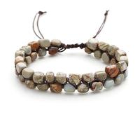 LIUYUYOUGO Bracelet Pierre Naturelle Bracelets Tressés En Perles De Pierre Naturelle Faits À La Main Style Bohème Coloré En Cristal De Pierres Précieuses Style Empereur Vintage Double Couche Ma