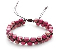 LIUYUYOUGO Bracelet Pierre Naturelle Bracelets Tressés En Perles De Pierre Naturelle Faits À La Main Style Bohème Coloré En Cristal De Pierres Précieuses Style Empereur Vintage Double Couche Ma