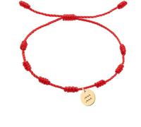 LIUYUYOUGO Bracelet Tressé À La Main Bracelet En Fil Rouge À 7 Nœuds 12 Constellations Breloque Dorée Fait Main Ajustable Protection Porte Bonheur Cordon Tressé Amulette Astrologique Bijoux Ve