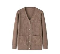 LIUYUYOUGO Cardigan Élégant Femme Cardigans Tricotés pour Personnes D'Âge Moyen Et Âgées - Haut Décontracté pour Vieilles Dames Cardigans À Boutons en Tricot Torsadé Pull À Manches Longue
