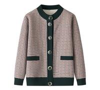 LIUYUYOUGO Cardigan Femme,Cardigans d'hiver pour Femmes Doublés De Polaire Cardigan Tricoté pour Personnes D'Âge Moyen Et Âgées Pull À Carreaux pour Grand-Mère Manteau en Tricot Sherpa Épais