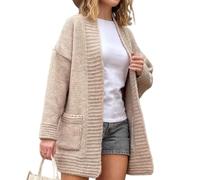 LIUYUYOUGO Cardigan Femme,Cardigans Épais pour Femmes Mi-Longs Cardigans en Tricot Pull À Manches Longues Ouvert sur Le Devant Manteau Veste en Tricot Chaud d'hiver Pull Ample Vêtements D'Extéri
