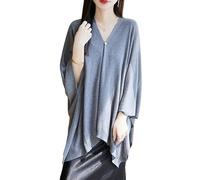 LIUYUYOUGO Chale Femme Cardigan Poncho Élégant En Laine Pour Femme Châle Pashmina Pull Manteau Écharpe Couverture Élégant Long Bouton Tricoté Gris