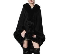 LIUYUYOUGO Chale Femme Manteau Cape En Maille Fine Pour Femme Cardigan Poncho Avec Bordure En Fourrure Cape Tricotée Oversize Châle En Fausse Fourrure Étole Pour Automne Hiver Mariage Soirée No