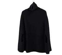 LIUYUYOUGO Chale Femme Poncho En Maille Côtelée Pour Femme Col Châle En Laine Mérinos Cape Longue Et Ample Pull Sans Coutures Châle Doux En Cachemire Pour L'Hiver Et L'Automne Taille Unique Noir