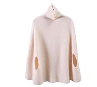 LIUYUYOUGO Chale Femme Poncho En Maille Côtelée Pour Femme Col Châle En Laine Mérinos Cape Longue Et Ample Pull Sans Coutures Doux Cachemire Idéal Pour L'Hiver Et L'Automne Taille Unique Beige.