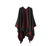 LIUYUYOUGO Chale Femme,Poncho Réversible Surdimensionné Pour Femme Châle Élégant En Tricot À Blocs De Couleurs Cape Enveloppante Couverture Ouverte Sur Le Devant Cardigan Pull Doux Et Chaud É