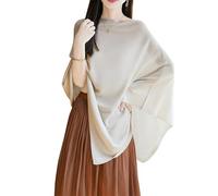 LIUYUYOUGO Chale Femme Ponchos En Laine Pour Femmes Châles Écharpes Couleur Unie Chauve-Souris Tricot Fin Capes Enveloppements Légers Et Doux Pulls En Cachemire Mode Surdimensionné Ourlet Asymé