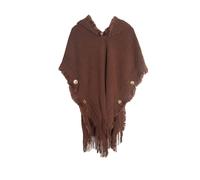LIUYUYOUGO Châles Femme,Poncho À Capuche Pour Femme Châles Écharpes Avec Boutons Poncho Au Crochet À Franges Manteau Bohème Hippie Cape Tricotée Pull Doux En Tricot Torsadé Pull Couverture C