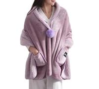 LIUYUYOUGO Etole Femme Chic Mariage,Poncho Polaire Pour Femme Couverture Portable Châle Chaud D'Hiver Et Écharpes Épaisses Surdimensionnées Pour Femme Avec Pompon Écharpes Douces Et Confortable