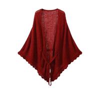 LIUYUYOUGO Etoles Femme Châle Écharpe 100% Laine Mérinos Pour Femme Laçage Ajouré Crochet Poncho Cape Cardigan Élégant Manteau Tricoté À Volants Châle En Cachemire Ultra Doux Pour L'Autom