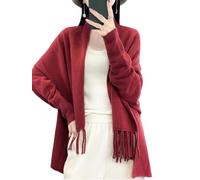 LIUYUYOUGO Etoles Femme Châle Écharpe Poncho Cape Cardigan Tricoté En Laine Mérinos 100% Pour Femme Doux Et Orné De Franges Avec Ouverture Sur Le Devant. Idéal Pour L'Automne Et L'Hiver. Él