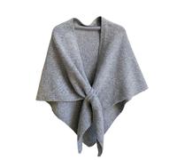 LIUYUYOUGO Etoles Femme Châle Triangle Pour Femme Élégant Et Doux En Faux Cachemire Noué Sur Le Devant Tricoté Chaud Pour L'Hiver Poncho Cardigan Pour Robe De Soirée Noël Mariage Gris Clair