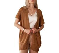 LIUYUYOUGO Gilet Femme Chic Cardigan Long Tricoté pour Femme Surdimensionné Ample Manches Chauve-Souris Cardigans Cape Élégant Ouvert sur Le Devant Long Cascade 2 Poches Tricot Uni Pull Veste Ma