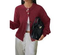LIUYUYOUGO Gilet Femme Chic Cardigan Tricoté À Col Ras du Cou Et Fermeture À Boutons pour Femme Pull Classique Décontracté Ample De Poids Moyen Ouvert sur Le Devant Élégant Vêtement d'hiver
