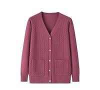 LIUYUYOUGO Gilet Femme Chic Cardigan Tricoté pour Personnes D'Âge Moyen Et Âgées - Haut Décontracté pour Vieilles Dames Cardigan À Boutons en Tricot Torsadé Pull À Manches Longues À Col Ra