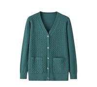 LIUYUYOUGO Gilet Femme Chic Cardigan Tricoté pour Personnes D'Âge Moyen Et Âgées - Haut Décontracté pour Vieilles Dames Cardigan À Boutons en Tricot Torsadé Pull À Manches Longues À Col Ra