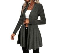 LIUYUYOUGO Gilet Femme Chic Cardigans Longs pour Femmes Cardigans Longs en Crochet en Cascade pour Petit Ami Cardigan Mi-Long en Tricot Épais À Côtes Pull Élégant en Tricot À Volants Veste Man