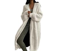 LIUYUYOUGO Gilet Long Oversize en Grosse Maille pour Femme Manches Ballon Maille Côtelée Maxi Pull Ouvert sur Le Devant avec Poches Coupe Ample Et Décontractée Idéal pour L'Automne Et l'hiver B