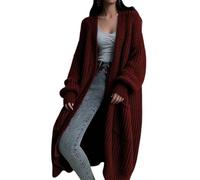 LIUYUYOUGO Gilet Long Oversize en Grosse Maille pour Femme Manches Ballon Maille Côtelée Maxi Pull Ouvert sur Le Devant avec Poches Coupe Ample Et Décontractée Idéal pour L'Automne Et l'hiver B