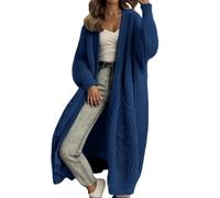 LIUYUYOUGO Gilet Long Oversize en Grosse Maille pour Femme Manches Ballon Maille Côtelée Pull Maxi Ouvert sur Le Devant avec Poches Coupe Ample Et Décontractée Idéal pour L'Automne Et l'hiver B