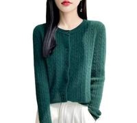 LIUYUYOUGO Gilets Femme Cardigan en Tricot Épais pour Femme Pull en Laine Torsadée Manteau Classique Col Rond Manches Longues Haut en Tricot Torsadé Cardigans Court Boutonné Au Crochet Mode Auto