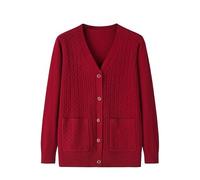 LIUYUYOUGO Gilets Femme Cardigan Tricoté pour Personnes D'Âge Moyen Et Âgées - Haut Décontracté pour Vieilles Dames Cardigan À Boutons en Tricot Torsadé Pull À Manches Longues À Col Ras du