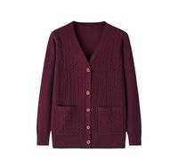 LIUYUYOUGO Gilets Femme Cardigan Tricoté pour Personnes D'Âge Moyen Et Âgées - Haut Décontracté pour Vieilles Dames Cardigan À Boutons en Tricot Torsadé Pull À Manches Longues À Col Ras du