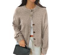 LIUYUYOUGO Gilets Femme Cardigans À Col Ras du Cou pour Femmes Classiques Manches Longues Surdimensionnés Pulls Décontractés Amples Boutonnés en Tricot Automne-Hiver Ultra Doux Cardigan Tricot
