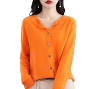 LIUYUYOUGO Gilets Femme Cardigans en Pure Laine pour Femmes Élégants Col Rond sans Couture Tricotés Pulls À Boutons Doux en Cachemire Manches Longues Manteau Automne Vêtements D'Extérieur Oran