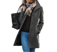 LIUYUYOUGO Manteau Laine Femme Caban Mi Long À Col Montant Pour Femme Simple Boutonnage En Laine Mélangée Épaisse Style Décontracté Idéal Pour L'Automne Et L'Hiver. Veste En Tweed Chaude Et C