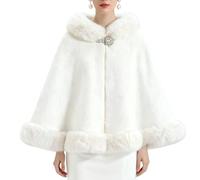 LIUYUYOUGO Poncho Femme Cape En Maille Cardigan Vintage Pour Femme Poncho Élégant En Fausse Fourrure Châle Et Étole Veste D'Hiver Grande Taille Étole Blanche Pour La Mariée Et Les Demoiselles