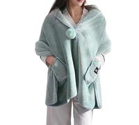 LIUYUYOUGO Poncho Femme,Poncho Polaire Pour Femme Couverture Portable Châle Chaud D'Hiver Et Écharpes Épaisses Surdimensionnées Pour Femme Avec Pompon Écharpes Douces Et Confortables En Flanell