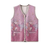 LIUYUYOUGO Pulls sans Manche Femme Gilet en Tricot Doublé Polaire pour Femmes Pulls sans Manches À Imprimé Floral Pulls en Tricot Cardigans pour Personnes D'Âge Moyen Et Âgées Gilets en Tricot