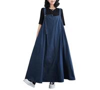 LIUYUYOUGO Robe en Jean pour Femme,Robes Longues en Jean pour Femme Grande Taille Robe Chasuble en Jean Été Ample Asymétrique Épissure Maxi Robe Trapèze Vintage Grande Balançoire Robe en Jean