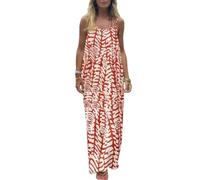 LIUYUYOUGO Robe Ete Robe Nuisette Dos Nu pour Femme Robe D'Été Longue sans Manches Style Bohème Imprimée Florale Fluide Dos Nu Idéale pour La Plage Les Vacances Ou La Maison avec Lien À Nouer