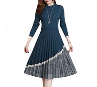 LIUYUYOUGO Robe Longue Hiver Robe Pull pour Femme Robe Plissée Robe Pull Robe d'hiver Robe Pull Chaude À Col Ras du Cou Robe À Manches Longues Robe Trapèze Robes Trapèze Robes De Soirée Automn