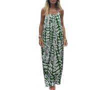 LIUYUYOUGO Robes Casual Femme Robe D'Été Bohème Imprimée Dos Nu À Bretelles Fines Robe Maxi sans Manches Élégante Robe De Plage Fluide À Fines Bretelles avec Lien dans Le Dos Tenue De Vacanc